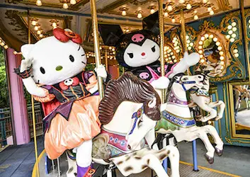 Hello Kitty in Halloween outfits at Ocean Parks Merry Go Round